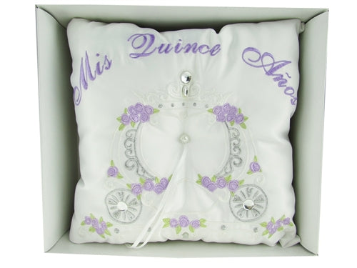 Premium - "MIS QUINCE ANOS" - Tiara & Ring Pillow - Coach Design (1 Pc)