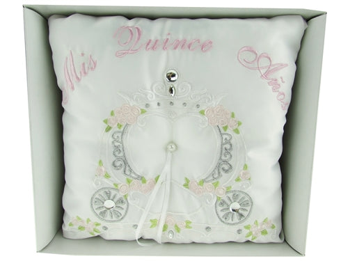 Premium - "MIS QUINCE ANOS" - Tiara & Ring Pillow - Coach Design (1 Pc)