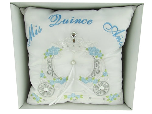 Load image into Gallery viewer, Premium - &quot;MIS QUINCE ANOS&quot; - Tiara &amp; Ring Pillow - Coach Design (1 Pc)
