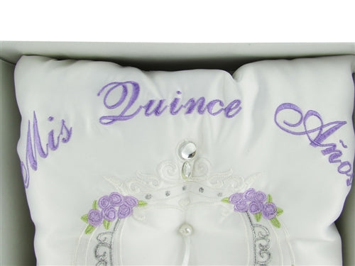 Load image into Gallery viewer, Premium - &quot;MIS QUINCE ANOS&quot; - Tiara &amp; Ring Pillow - Coach Design (1 Pc)
