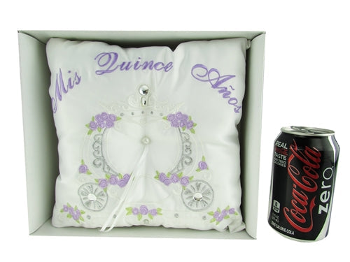 Load image into Gallery viewer, Premium - &quot;MIS QUINCE ANOS&quot; - Tiara &amp; Ring Pillow - Coach Design (1 Pc)
