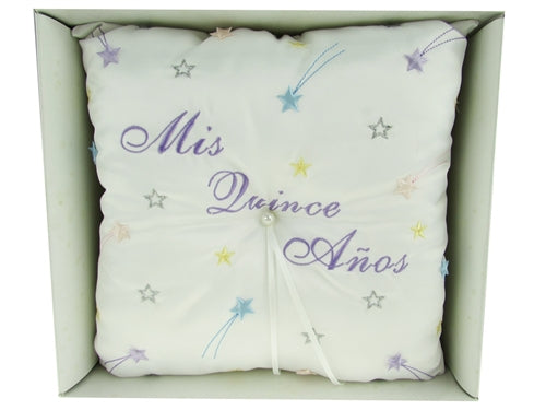 Load image into Gallery viewer, Premium - &quot;MIS QUINCE ANOS&quot; - Tiara &amp; Ring Pillow - Stars Design (1 Pc)
