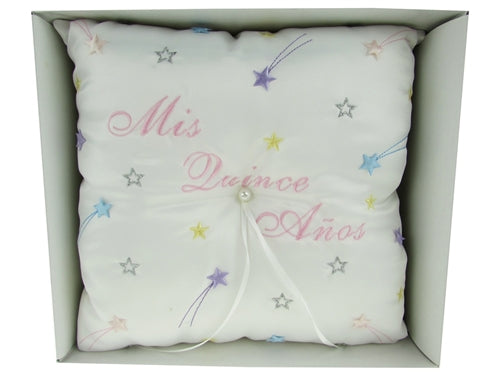 Premium - "MIS QUINCE ANOS" - Tiara y Cojín para Anillos - Diseño Estrellas (1)