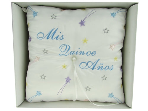 Premium - "MIS QUINCE ANOS" - Tiara y Cojín para Anillos - Diseño Estrellas (1)