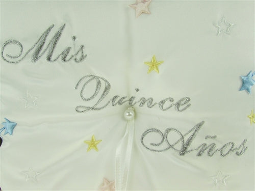 Load image into Gallery viewer, Premium - &quot;MIS QUINCE ANOS&quot; - Tiara &amp; Ring Pillow - Stars Design (1 Pc)
