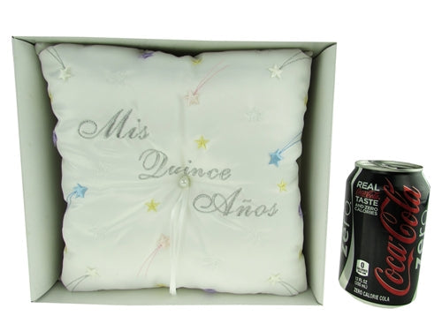 Premium - "MIS QUINCE ANOS" - Tiara y Cojín para Anillos - Diseño Estrellas (1)