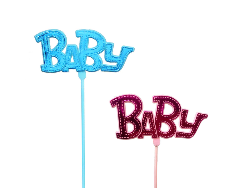 Load image into Gallery viewer, 3.5&quot; &quot;BABY&quot; Stick Sign (11&quot; Long w/ Stick) (12 Pcs)
