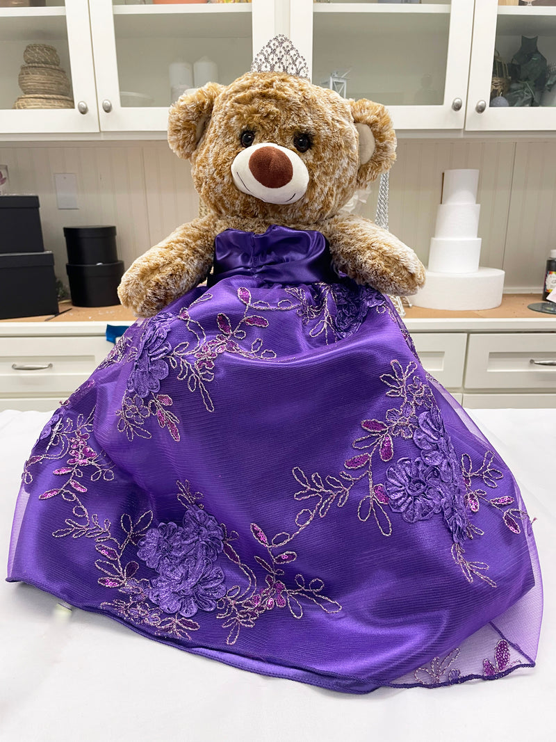 Load image into Gallery viewer, 15&quot; Quinceanera Last Doll Bear ( 1 Bear) - Ribbon Lace Mesh Dress
