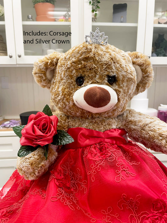 15" Quinceanera Last Doll Bear - Baby Rose Dress