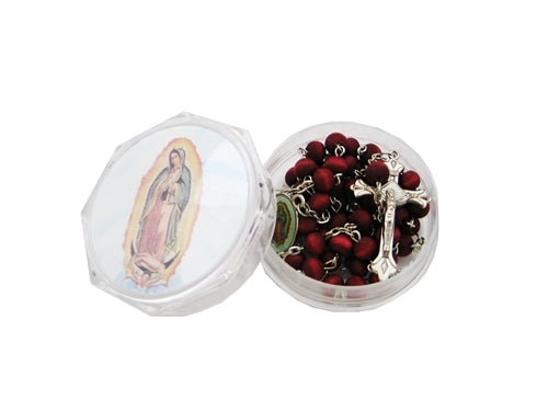 Rosario de pétalos de rosa perfumado de 19" con caja de recuerdos - Virgen de Guadalupe (12)