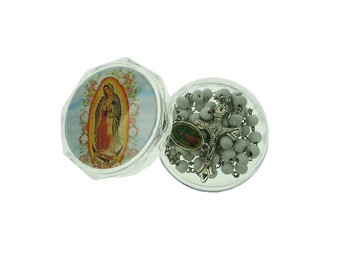 Load image into Gallery viewer, 19&quot; Scented Rose Petal Rosary w/ Favor Box - Virgin de Guadalupe (12 Pcs)
