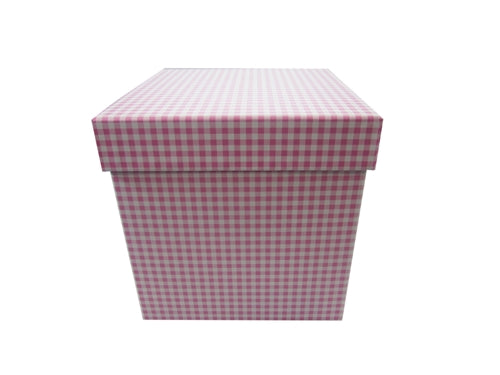 Load image into Gallery viewer, 7&quot; Paperboard Multi-Use Nested Boxes - 3 Tier - Gingham Pink (Set of 3)
