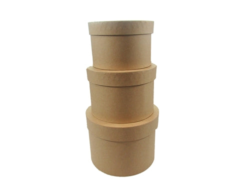 Load image into Gallery viewer, 7&quot; Paperboard Multi-Use Nested Boxes - 3 Tier - Round Natural Brown (Set of 3)
