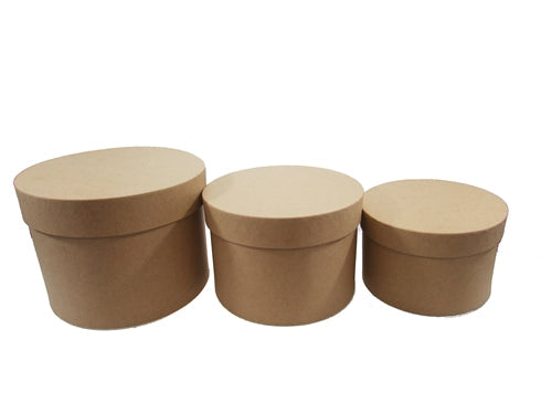 Load image into Gallery viewer, 7&quot; Paperboard Multi-Use Nested Boxes - 3 Tier - Round Natural Brown (Set of 3)
