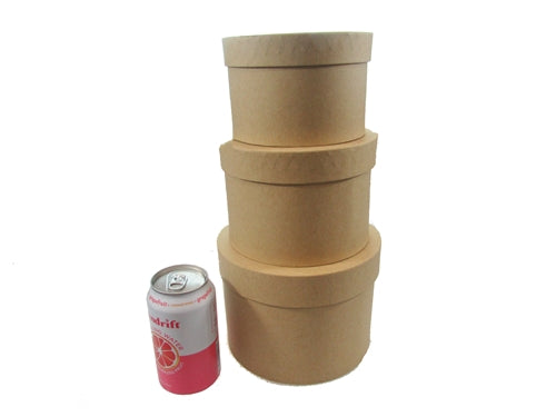 Load image into Gallery viewer, 7&quot; Paperboard Multi-Use Nested Boxes - 3 Tier - Round Natural Brown (Set of 3)
