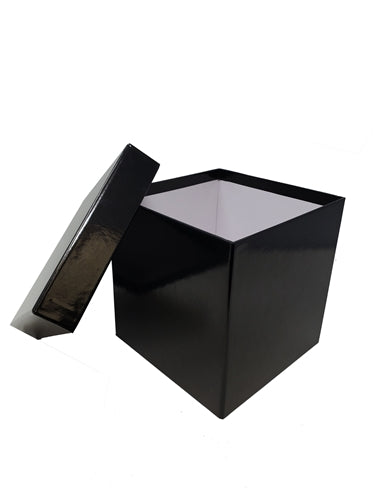 Cajas anidadas multiusos de cartón de 7" - 3 niveles - Cuadradas negras BRILLANTES