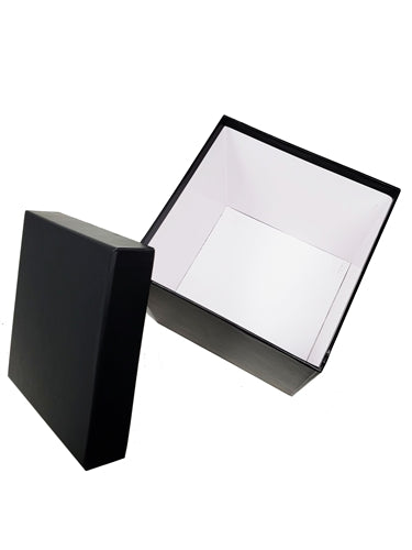 7" Paperboard Multi-Use Nested Boxes - 3 Tier - Square Black MATTE (Set of 3)