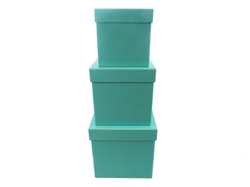 7" Paperboard Multi-Use Nested Boxes - 3 Tier - Robins Egg Blue (Set of 3)