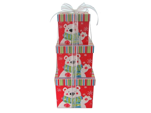 7" Paperboard CHRISTMAS Nesting Boxes - 3 Sizes (Set of 3)