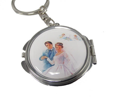 Compact Mirror KEYCHAIN Favors - Wedding Design (12 Pcs)