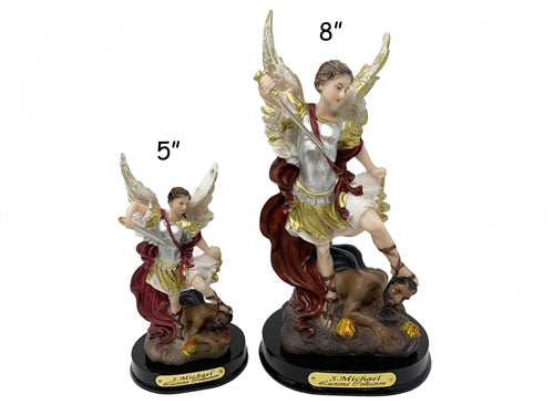 Load image into Gallery viewer, 5&quot; Saint Michael on Wood Base - Luciana Series (1 Pc)

