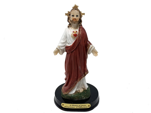 5" Sacred Heart Jesus on Wood Base - Luciana Series (1 Pc)