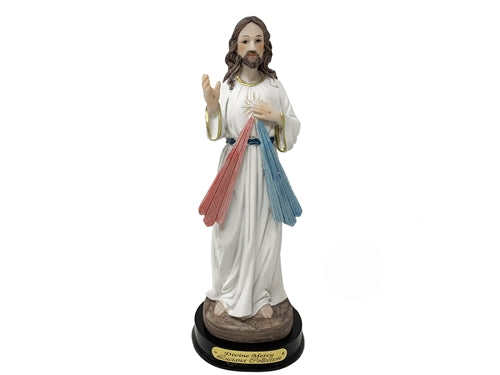 8" Divine Mercy on Wood Base - Luciana Series (1 Pc)