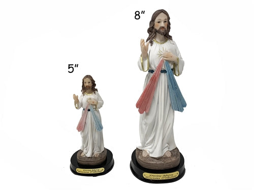 8" Divine Mercy on Wood Base - Luciana Series (1 Pc)