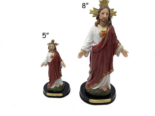 8" Sacred Heart Jesus on Wood Base - Luciana Series (1 Pc)