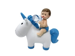 Load image into Gallery viewer, 5.75&quot; Baby Figurine on Unicorn - Poly Resin (1 Pc)
