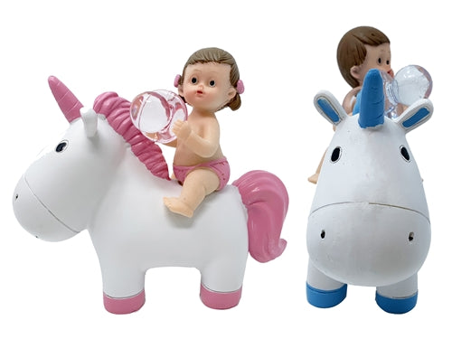 Load image into Gallery viewer, 5.75&quot; Baby Figurine on Unicorn - Poly Resin (1 Pc)
