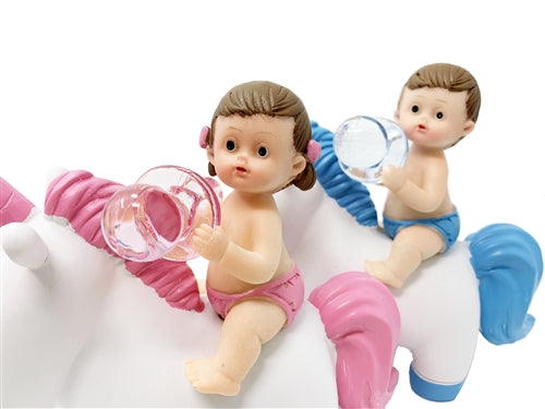 Load image into Gallery viewer, 5.75&quot; Baby Figurine on Unicorn - Poly Resin (1 Pc)
