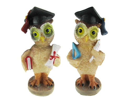 Load image into Gallery viewer, 4.5&quot; Poly Resin Graduation Owl Figurine Favor (12 Pcs)
