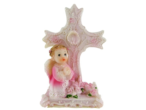 3" Poly Resin Angel Figurine w/ Cross (12 Pcs)