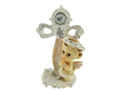 3" Poly Resin Angel Figurine on Cross Favors (12 Pcs)