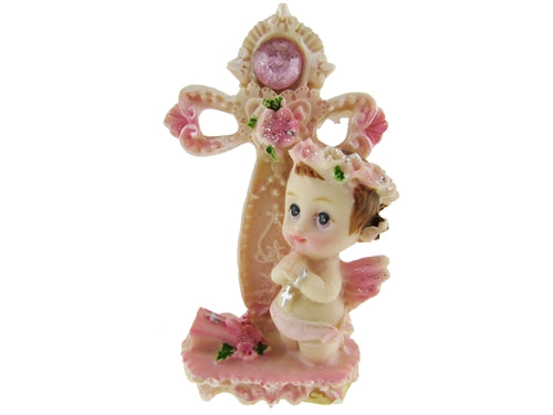 3" Poly Resin Angel Figurine on Cross Favors (12 Pcs)