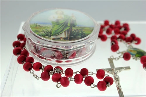 19" Scented Rose Petal Rosary w/ Favor Box - San Judas (12 Pcs)