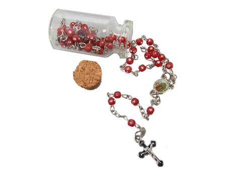 1.75" Holy Water Bottle Guadalupe Rosaries (12 Pcs)