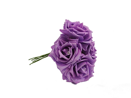 12" Foam Rose Flower Bouquet - 6 Heads (1 Pc)