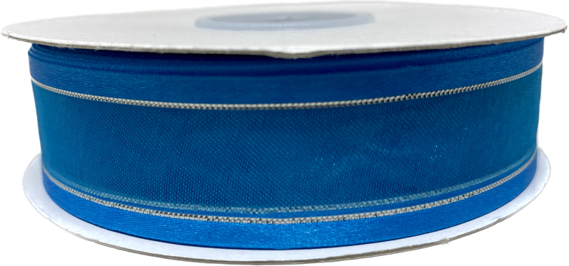 Load image into Gallery viewer, 7/8&quot; Sheer Organza Ribbon w/ Satin &amp; Metallic Edges (25 Yds)
