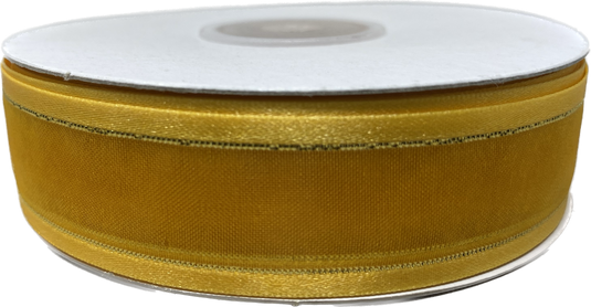 7/8" Sheer Organza Ribbon w/ Satin & Metallic Edges (25 Yds)