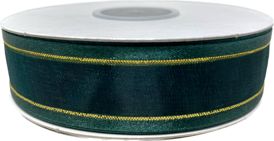 7/8" Sheer Organza Ribbon w/ Satin & Metallic Edges (25 Yds)