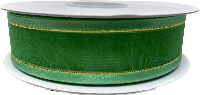 Load image into Gallery viewer, 7/8&quot; Sheer Organza Ribbon w/ Satin &amp; Metallic Edges (25 Yds)

