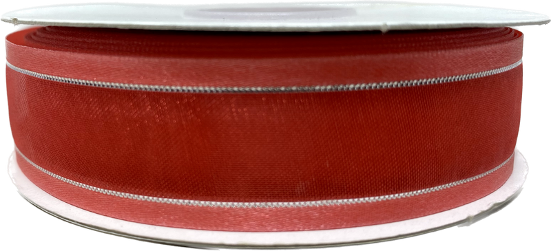 Load image into Gallery viewer, 7/8&quot; Sheer Organza Ribbon w/ Satin &amp; Metallic Edges (25 Yds)
