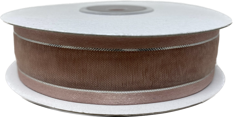 Load image into Gallery viewer, 7/8&quot; Sheer Organza Ribbon w/ Satin &amp; Metallic Edges (25 Yds)
