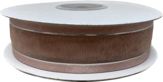 7/8" Sheer Organza Ribbon w/ Satin & Metallic Edges (25 Yds)