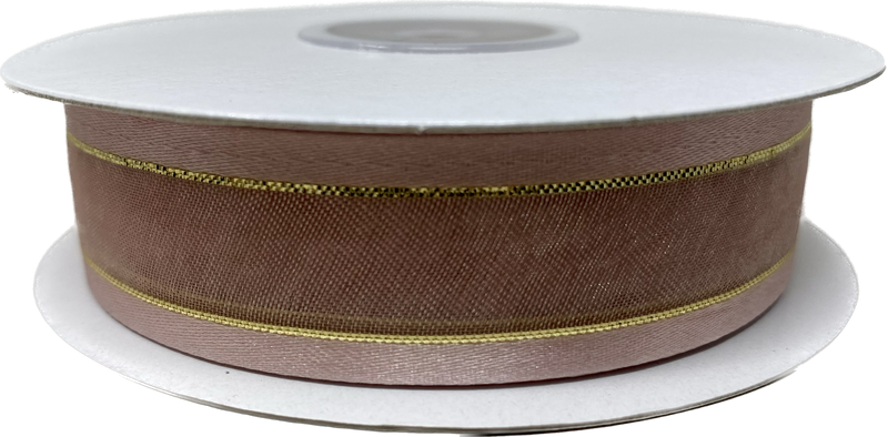 Load image into Gallery viewer, 7/8&quot; Sheer Organza Ribbon w/ Satin &amp; Metallic Edges (25 Yds)
