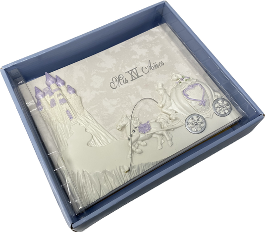 Premium Quinceanera Cinderella Design Guest Book (Spanish) (1 Pc)