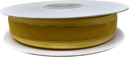 5/8" Sheer Organza Ribbon w/ Satin & Metallic Edges (25 Yds)