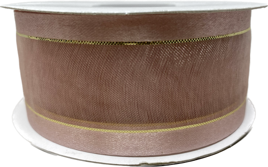 Cinta de organza transparente de 1.5 in con bordes satinados y metálicos (25 yardas)